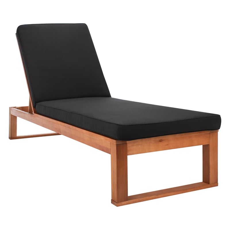 Safavieh Solano Wood and Fabric Sunlounger in Natural / Black