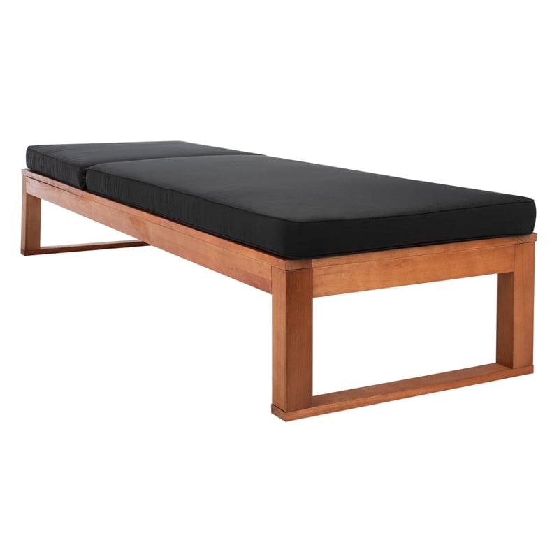 Safavieh Solano Wood and Fabric Sunlounger in Natural / Black
