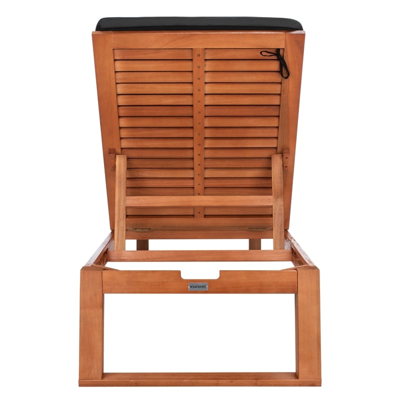 Safavieh Solano Wood and Fabric Sunlounger in Natural / Black