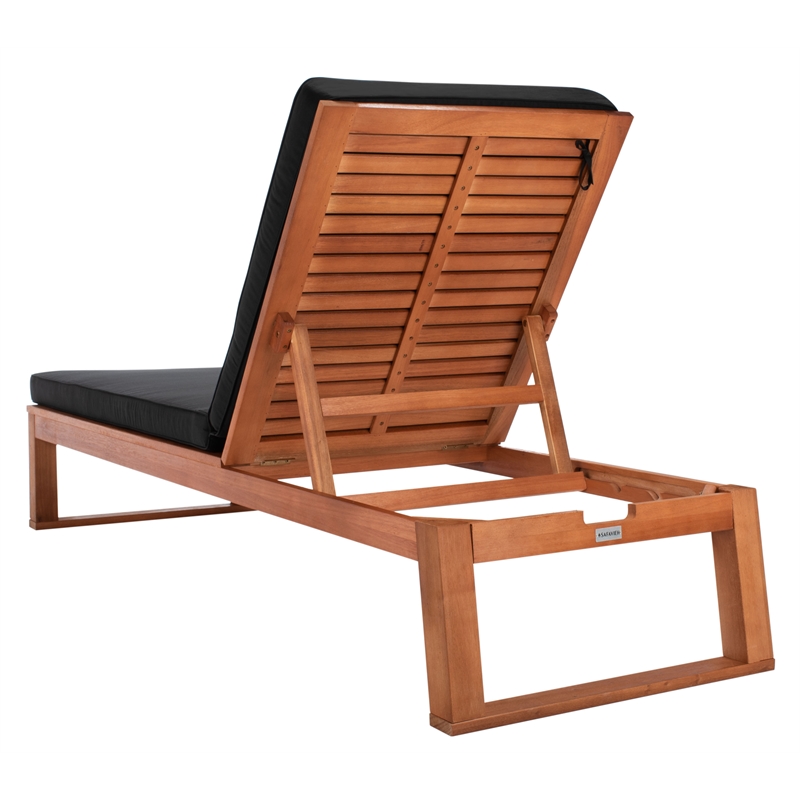 Safavieh Solano Wood and Fabric Sunlounger in Natural / Black