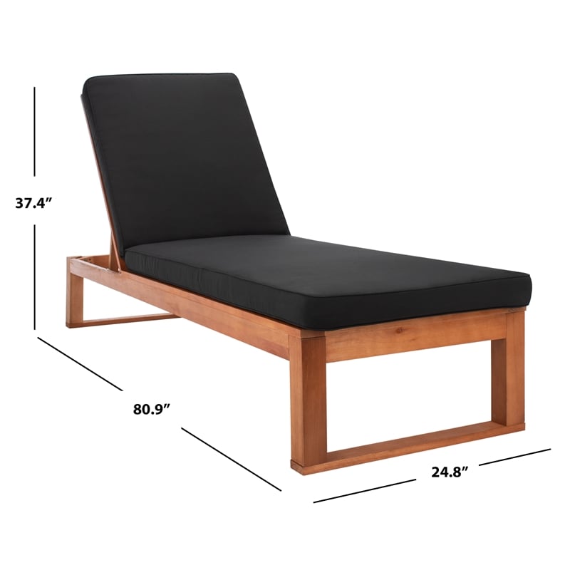 Safavieh Solano Wood and Fabric Sunlounger in Natural / Black