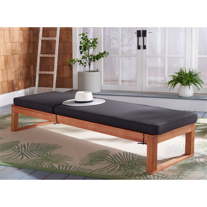 Safavieh Solano Wood and Fabric Sunlounger in Natural / Black