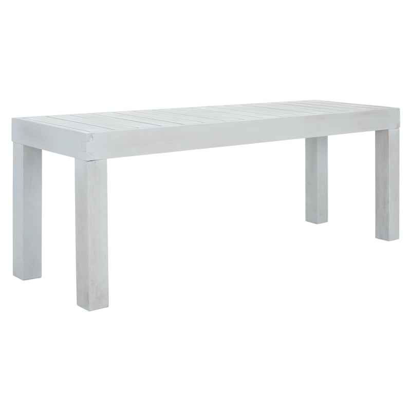 Safavieh Dario 3 Piece Wood Dining Set w/Two Bench in Gray
