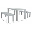 Safavieh Dario 3 Piece Wood Dining Set w/Two Bench in Gray