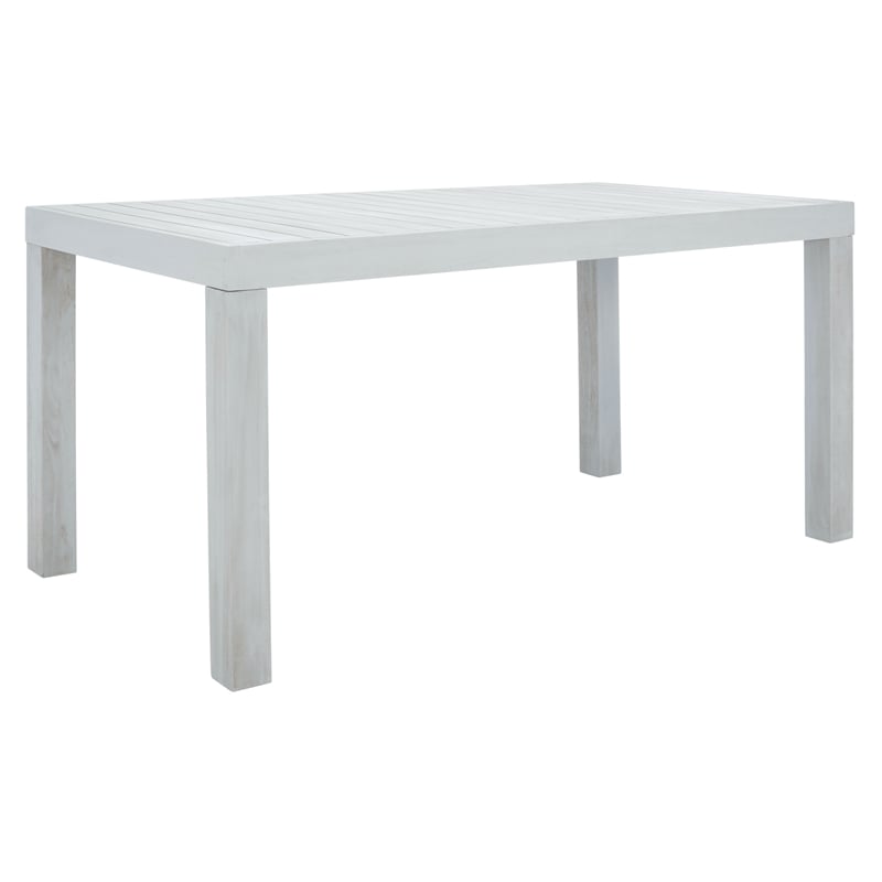 Safavieh Dario 3 Piece Wood Dining Set w/Two Bench in Gray