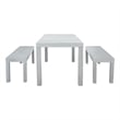 Safavieh Dario 3 Piece Wood Dining Set w/Two Bench in Gray
