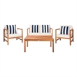 Safavieh Montez 4 Piece Wood and Fabric Set in Natural / Beige