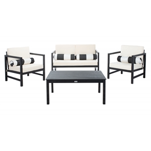 Safavieh Montez 4 Piece Wood and Fabric Set in Black / Beige