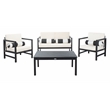 Safavieh Montez 4 Piece Wood and Fabric Set in Black / Beige