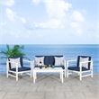 Safavieh Montez 4 Piece Wood and Fabric Set in White / Navy