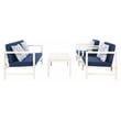 Safavieh Montez 4 Piece Wood and Fabric Set in White / Navy