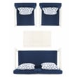 Safavieh Montez 4 Piece Wood and Fabric Set in White / Navy