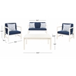 Safavieh Montez 4 Piece Wood and Fabric Set in White / Navy