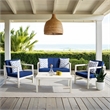 Safavieh Montez 4 Piece Wood and Fabric Set in White / Navy