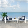 Safavieh Montez 4 Piece Wood and Fabric Set in White / Navy