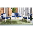 Safavieh Montez 4 Piece Wood and Fabric Set in White / Navy