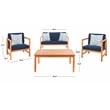 Safavieh Montez 4 Piece Wood and Fabric Set in Natural / Navy