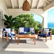 Safavieh Montez 4 Piece Wood and Fabric Set in Natural / Navy