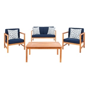 Safavieh Montez 4 Piece Wood and Fabric Set in Natural / Navy