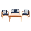 Safavieh Montez 4 Piece Wood and Fabric Set in Natural / Navy