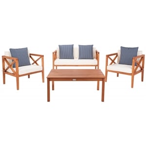 Safavieh Nunzio 4 Piece Wood and Fabric Set in Natural / Beige