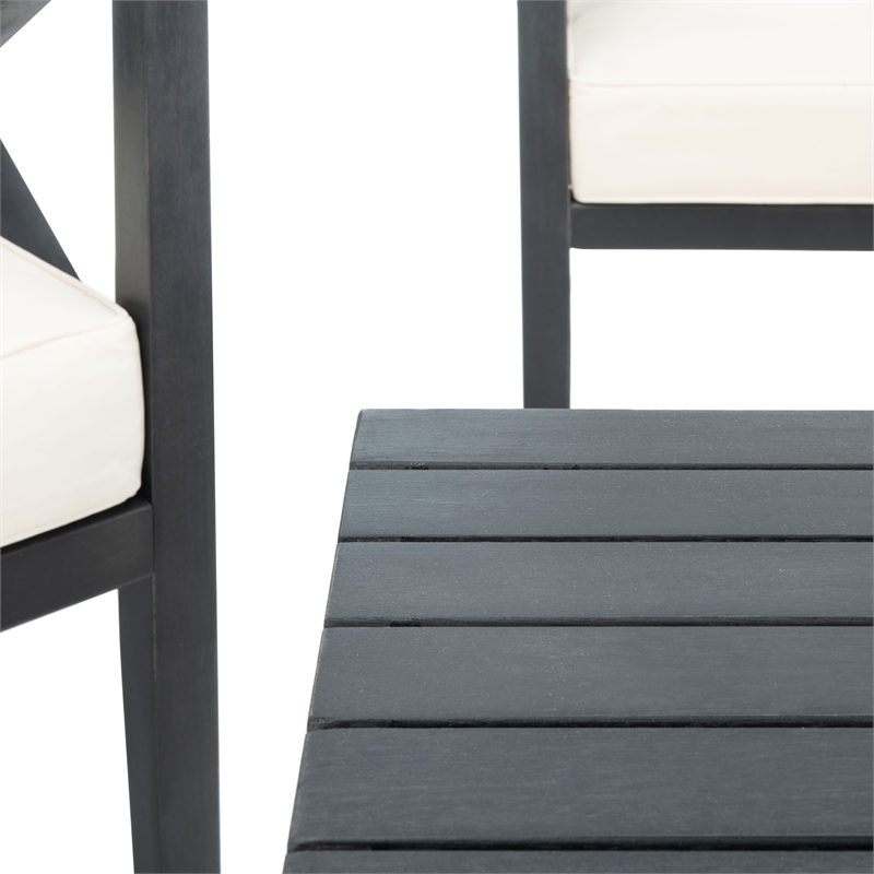 Safavieh Nunzio 4 Piece Wood and Fabric Set in Black / Beige