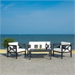 Safavieh Nunzio 4 Piece Wood and Fabric Set in Black / Beige