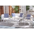 Safavieh Nunzio 4 Piece Wood and Fabric Set in Gray / Beige / Navy