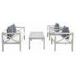 Safavieh Nunzio 4 Piece Wood and Fabric Set in Gray / Beige / Navy
