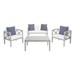 Safavieh Nunzio 4 Piece Wood and Fabric Set in Gray / Beige / Navy
