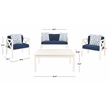 Safavieh Nunzio 4 Piece Wood and Fabric Set in White / Navy