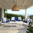 Safavieh Nunzio 4 Piece Wood and Fabric Set in White / Navy