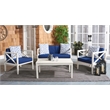 Safavieh Nunzio 4 Piece Wood and Fabric Set in White / Navy