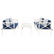 Safavieh Nunzio 4 Piece Wood and Fabric Set in White / Navy