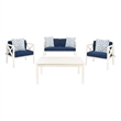 Safavieh Nunzio 4 Piece Wood and Fabric Set in White / Navy