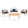 Safavieh Nunzio 4 Piece Wood and Fabric Set in Natural / Navy