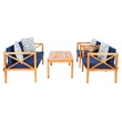 Safavieh Nunzio 4 Piece Wood and Fabric Set in Natural / Navy