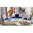 Safavieh Alda 4 Piece Wood and Fabric Set in White / Navy