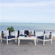 Safavieh Alda 4 Piece Wood and Fabric Set in White / Navy