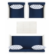 Safavieh Alda 4 Piece Wood and Fabric Set in White / Navy