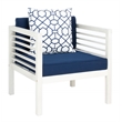 Safavieh Alda 4 Piece Wood and Fabric Set in White / Navy