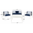 Safavieh Alda 4 Piece Wood and Fabric Set in White / Navy