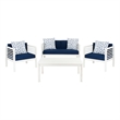 Safavieh Alda 4 Piece Wood and Fabric Set in White / Navy