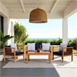 Safavieh Alda 4 Piece Wood and Fabric Set in Natural / Navy