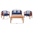Safavieh Alda 4 Piece Wood and Fabric Set in Natural / Navy
