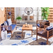 Safavieh Alda 4 Piece Wood and Fabric Set in Natural / Navy