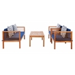 Safavieh Alda 4 Piece Wood and Fabric Set in Natural / Navy
