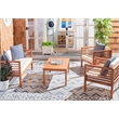 Safavieh Alda 4 Piece Wood and Fabric Set in Natural / Beige