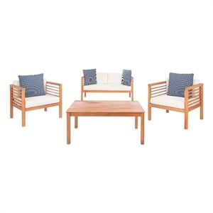 Safavieh Alda 4 Piece Wood and Fabric Set in Natural / Beige