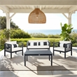 Safavieh Alda 4 Piece Wood and Fabric Set in Black / Beige
